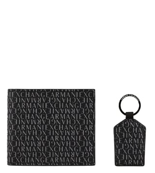 Buy Armani Exchange Black Bi-Fold Wallet & Keychain Gift Set for Men Online  @ Tata CLiQ Luxury