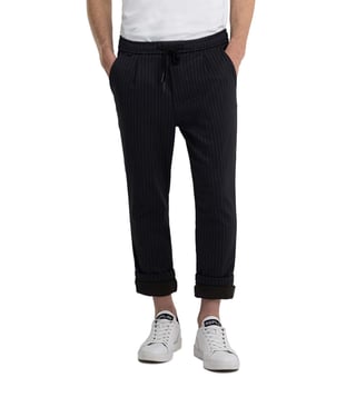 Moss London Slim Fit Black With White Side Stripe Cropped Trousers for Men   Lyst Australia