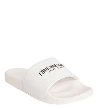 Buy True Religion White Arch Logo Slide Sandals for Men Online