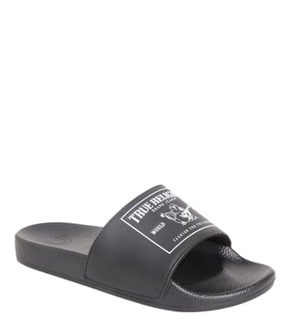 Buy True Religion Black Buddha Logo Slide Sandals for Men Online