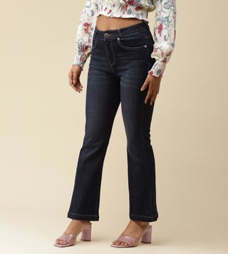 Buy Silk Blue Bell Bottom Pants For Women Online