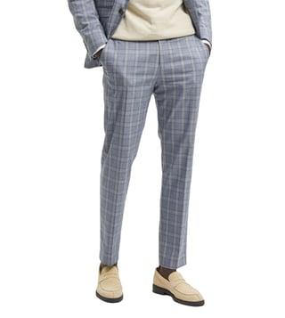 Mens Fashion Plaid Pencil Long Pants Business Casual Slim Fit Trousers  Workwear  eBay