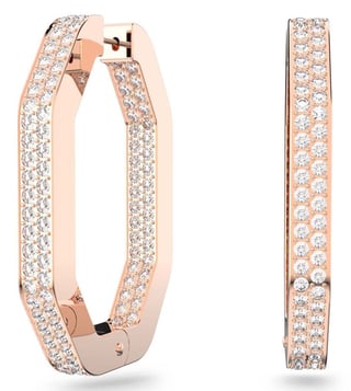 Buy Swarovski White Octagon Pave Large Dextera Hoop Earrings for