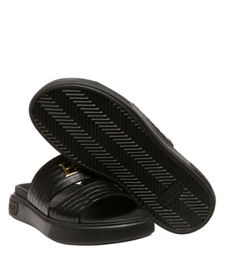 Buy Bally Black Jym Slide Sandals Animal Effect for Men Online