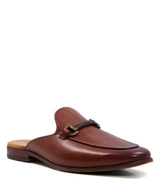 Tan store backless loafers