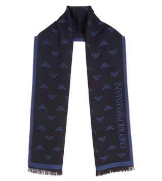 Buy Emporio Armani Blue Navy & Avio Allover Eagle Logo Print Scarf for Men  Online @ Tata CLiQ Luxury