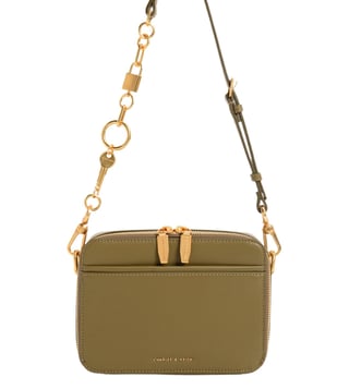 Charles & Keith crossbody bag with chain strap in olive