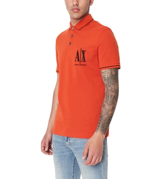 Buy Armani Exchange Orange Embroidered Icon Logo Polo T-Shirt for Men  Online @ Tata CLiQ Luxury