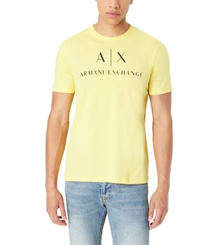 Buy Armani Exchange Yellow Logo Slim Fit T-Shirt for Men Online @ Tata CLiQ  Luxury