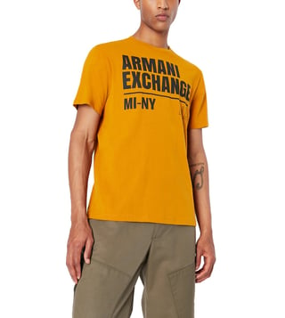 Buy Armani Exchange Brown Logo Regular Fit T-Shirt for Men Online @ Tata  CLiQ Luxury