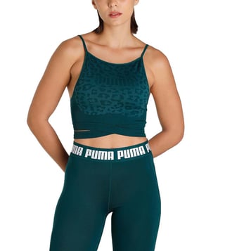 Buy Puma Green Printed Tight Fit Sports Bra for Women Online