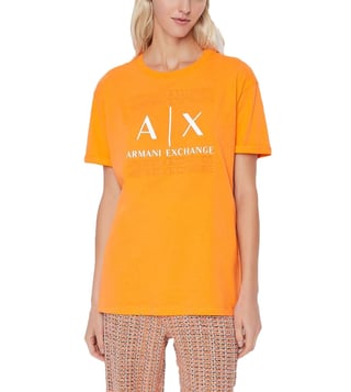 Buy Armani Exchange Orange Logo Relaxed Fit T-Shirt for Women Online @ Tata  CLiQ Luxury
