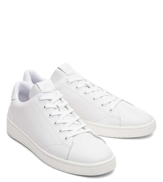 CARIUMA: Men's Plain White Leather Low Top Sneakers | SALVAS-daiichi.edu.vn