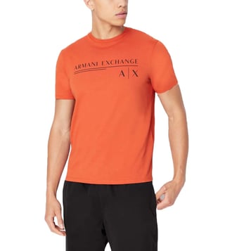 Buy Armani Exchange Orange Logo Regular Fit T-Shirt for Men Online @ Tata  CLiQ Luxury