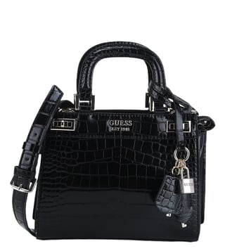 Guess Katey Mini Satchel Bag In Natural/Black