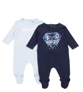 Buy Kenzo Kids Electric Blue Logo Regular Fit Onesies Set of 2