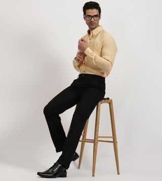 Beige Solid Shirt With Tie Up At Neck  109Fcom