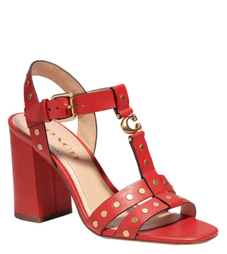 Buy Coach Sports Red MARGARET Rivets Ankle Strap Sandals for Women