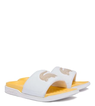 Yellow lacoste sliders hot sale