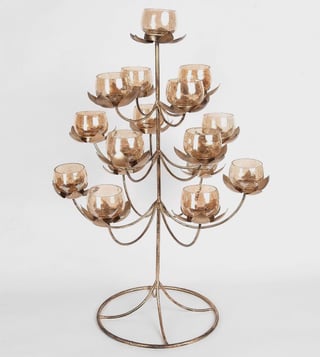 Buy Antique Brass Rajivani Floor T - Lite Holder Cluster Large Brass Online  @ Tata CLiQ Luxury