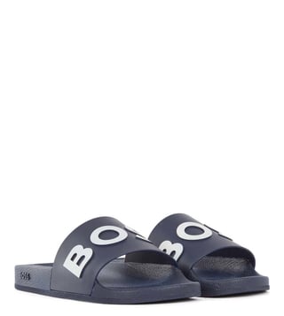 Buy BOSS Dark Blue Slide Sandals for Men Online Tata CLiQ Luxury