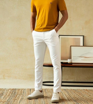 Buy Trews1 Plain Slim Fit MenS Trouser  White  Rare Rabbit
