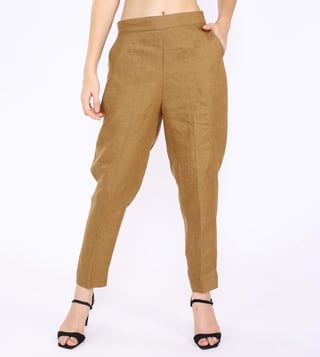 Buy Linen Bloom Solid Relaxed Fit Ankle Length Pants