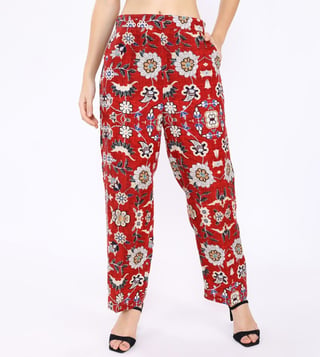 Oxyblue Cotton Straight Printed Pants With Side Pockets  Exotic India Art