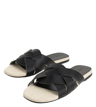 Black woven flip discount flops