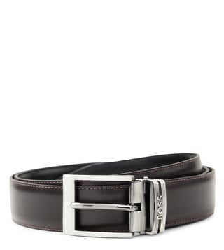 Buy BOSS Black Monogrammed Leather Reversible Belt for Women Online @ Tata  CLiQ Luxury