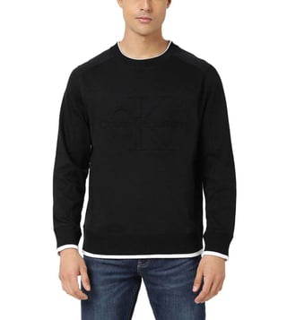Buy Calvin Klein Jeans Black Logo Regular Fit Sweatshirt for Men Online @  Tata CLiQ Luxury