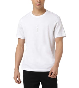 Buy Calvin Klein Jeans Bright White Regular Fit T-Shirts for Men Online @  Tata CLiQ Luxury