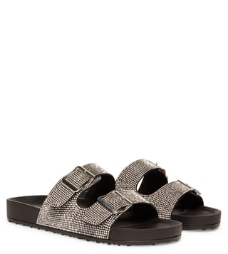 Buy Steve Madden Black TEDDY-T Embellished Slide Sandals for Women Online @  Tata CLiQ Luxury
