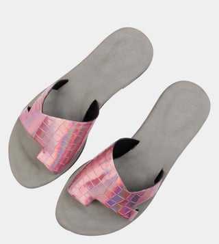 Buy SKO Pink Iridescent Assymentrical Sandals for Women Online