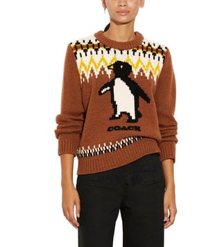 Buy Coach Saddle INTARSIA SKI Comfort Fit Sweater for Women Online @ Tata  CLiQ Luxury