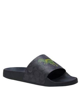 Buy Coach Black REXY IN SIGNATURE Logo Slide Sandals for Men