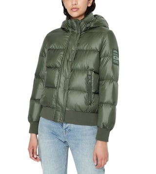 Buy Armani Exchange Green Icon Logo Puffer Jacket for Women Online @ Tata  CLiQ Luxury