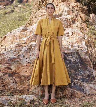 Yellow hot sale autumn dress