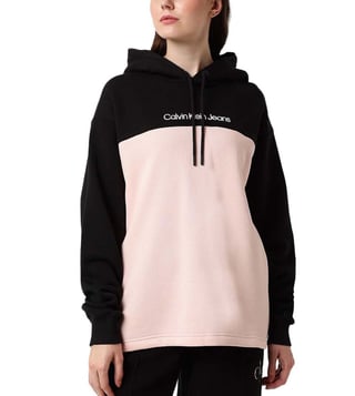 Buy Calvin Klein Jeans Black & Pink Blush Boxy Fit Hoodie for