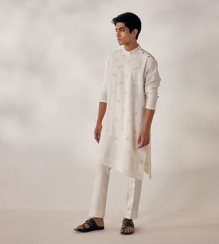 OffWhite Printed Kurta With Trousers online in USA  Free Shipping  Easy  Returns  Fledgling Wings