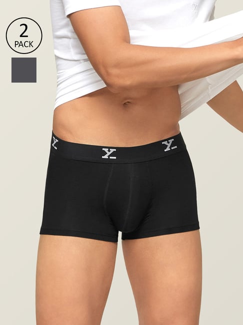 XYXX Grey & Black Textured Trunks (Pack Of 2)-picture-31