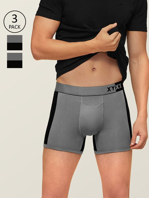 XYXX Grey & Black Trunks - Pack of 3-picture-17
