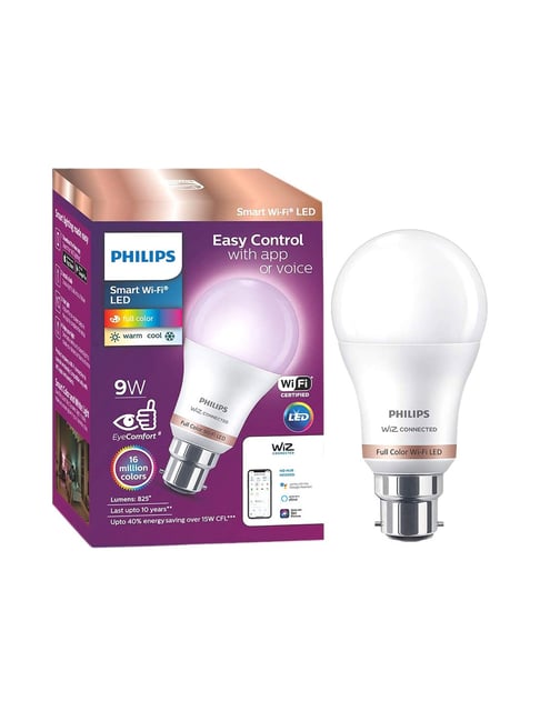 Buy Philips B22 9W Smart Wi-Fi WiZ Connected LED Smart Bulb (White ...