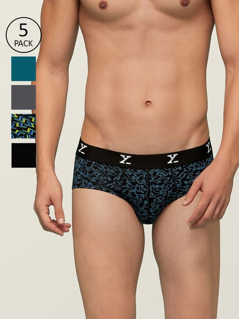 Buy XYXX Black & Blue Skinny Fit Briefs (Pack of 5) for Men Online @ Tata  CLiQ