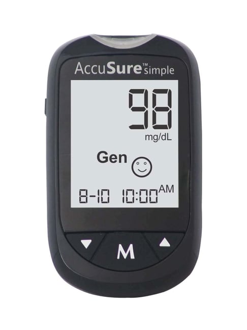 Accusure Simple Glucometer machine With 25 Test Strips (Black)