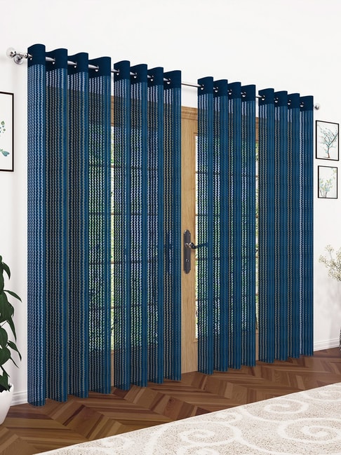 Story@Home Aura Blue 9 ft. Long Door Curtains – Set of 4