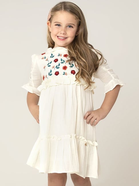 Girls white cheap embroidered dress