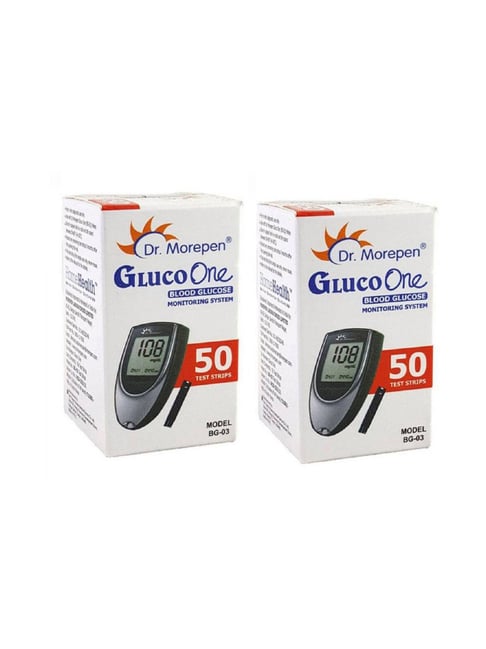 Dr Morepen Dr.Morepen BG-03 Blood Glucose Test Strips - 50 Pieces (Pack of 2) (Black and White)