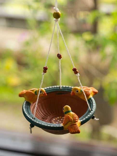 ExclusiveLane Terracotta Handpainted Bird Feeder-picture-28