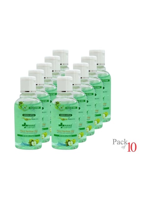 Nanz Comfort Green Apple and Aloe Hand Sanitizer Gel 60 ml - Pack of 10